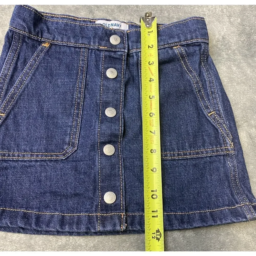 Old Navy Girls Jean Skirt Snap Front Adjustable Waist Size S 6/7 Denim Skirt